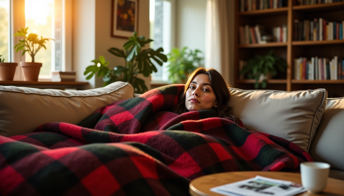 Plaid enveloppant à manches : confort ou gadget selon votre usage du canapé